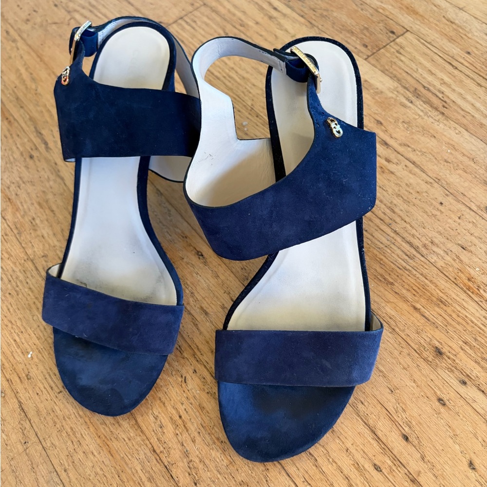 Cole Haan Octavia block heel suede sandal Marine blue - Picture 2 of 14